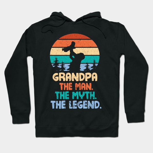 Grandpa The Man The Myth The Legend Happy Parent Father Independence July 4th Summer Day Vintage Hoodie by DainaMotteut